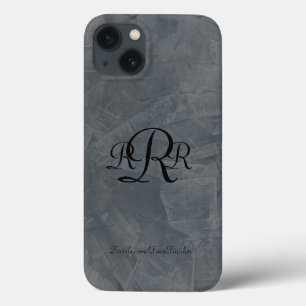 Monogrammierte Schiefergraue Stuckmuster Case-Mate iPhone Hülle