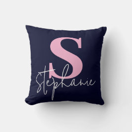Monogrammierte Schrift Navy Rosa Wurfkissen Kissen