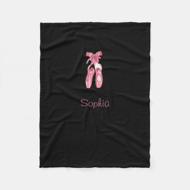 Monogrammierte schwarze Decke mit Ballettschuhen (Vorderseite)