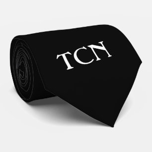 Monogrammierte schwarze formelle klassische Hochze Krawatte