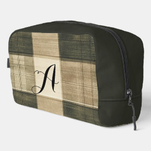 Monogrammierte schwarze und braune Karos Waschbeutel