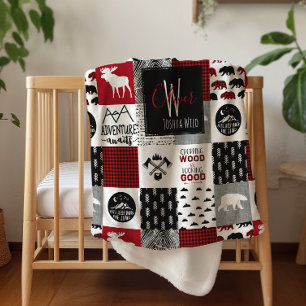 Monogrammierte Sherpa-Decke Lumberjack-Wildnis Sherpadecke