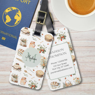 Monogrammierte skurrile florale Erdbeer-Land Gepäckanhänger