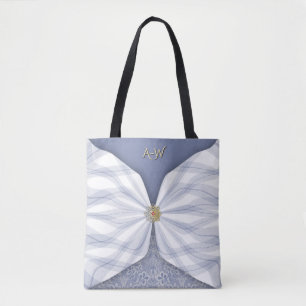Monogrammierte staubblaue Juwel-Textil-Illusions-T