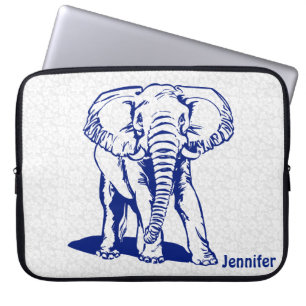 Monogrammierte süße navyblaue Elefanten-Linienzeic Laptopschutzhülle