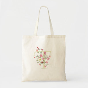 monogrammierte T-Hochzeitsblumen-Frühling-Brautpar Tragetasche