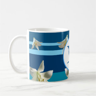 Monogrammierte Tasse in Blau