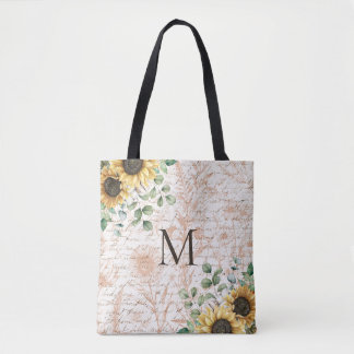 Monogrammierte Vintage-Landsonnenblumen-Kalligrafi