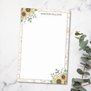 Monogrammierte Vintage-Rustikal-Sonnenblumen-Decou Post-it Klebezettel