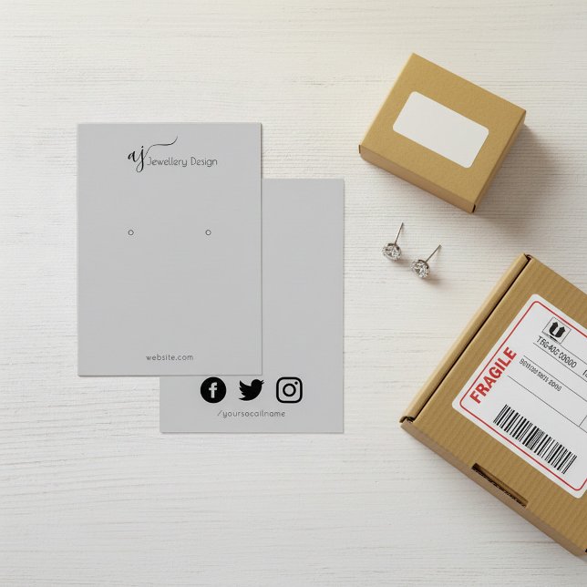 Monogrammierte Visitenkarte für soziale Medien (Monogramed social media earring display card.)