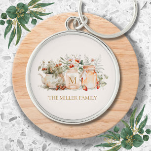 Monogrammierte Waldblumen-Botanik-Familienname Schlüsselanhänger