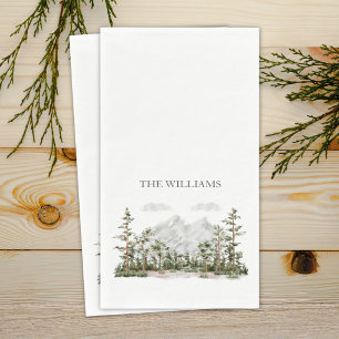 Monogrammierte Wasserfarbe Berg und Wald Serviette