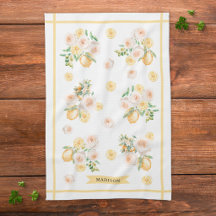 Monogrammierte Wasserfarbe-Limonen und Blumen