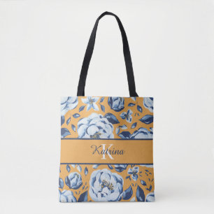 Monogrammierte Wasserfarben-Blumentasche