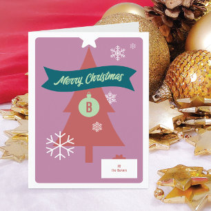 Monogrammierte Weihnachts-Icons gefaltete Weihnach Feiertagskarte