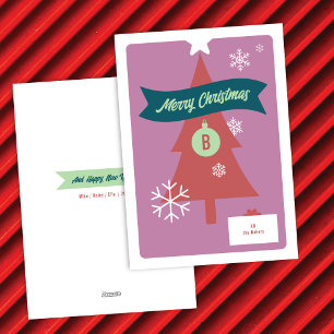 Monogrammierte Weihnachts-Icons-Weihnachtskarte Feiertagskarte