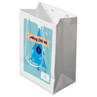Monogrammierte Weihnachts-Ikonen Blaue Weihnachten Mittlere Geschenktüte