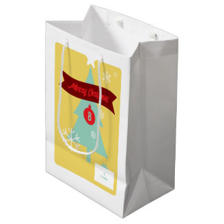 Monogrammierte Weihnachts-Ikonen Gold Weihnachten Mittlere Geschenktüte