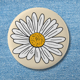 Monogrammierte Weiße Daisy-Blumen Button