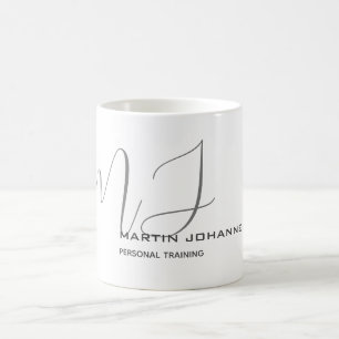 Monogrammierte weiße graue moderne persönliche Tra Kaffeetasse