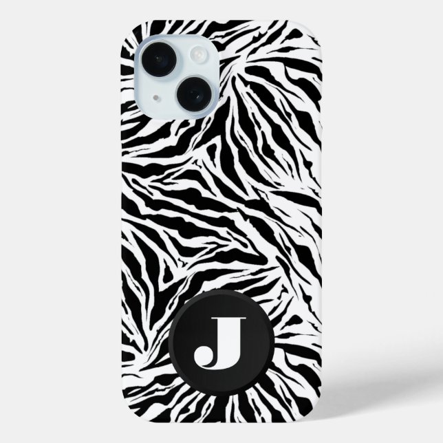 Monogrammierte Zebra Print Case-Mate iPhone Hülle (Rückseite)