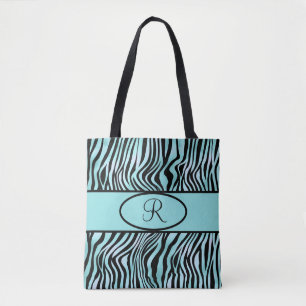 Monogrammierte Zebrastreifen Türkis Türkis und Sch
