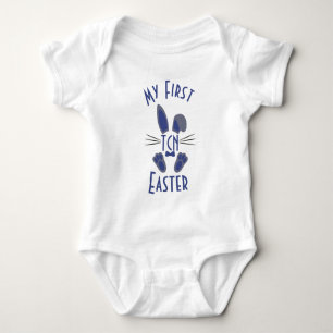 Monogrammierter blauer Osterhase - Mein erstes Ost Baby Strampler