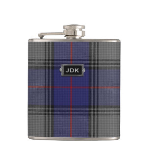 Monogrammierter Clan Kinnaird Tartan Kariert Flask Flachmann