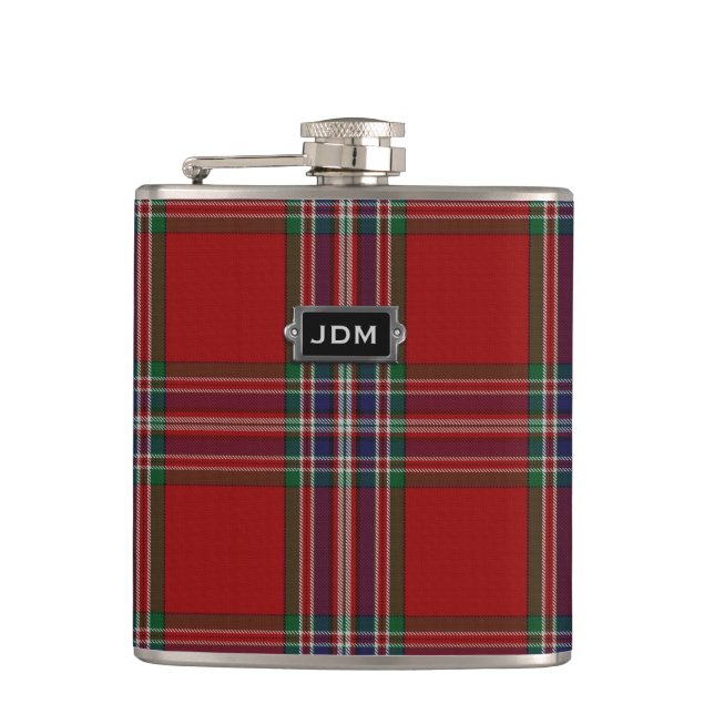 Monogrammierter Clan MacFarlane Tartan Kariert Fla Flachmann (Vorderseite)