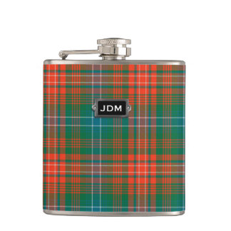Monogrammierter Clan Wilson Tartan Kariert Flask Flachmann