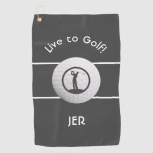 Monogrammierter Golfspieler Sportzitat Dunkelgrau Golfhandtuch