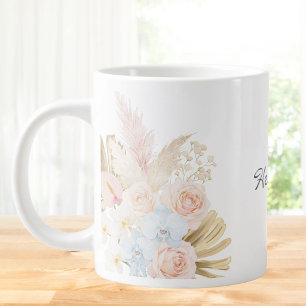 Monogrammierter hübscher tropischer Blumenstrauß F Jumbo-Tasse