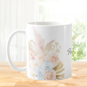 Monogrammierter hübscher tropischer Blumenstrauß F Kaffeetasse