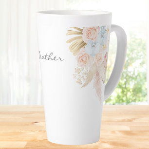 Monogrammierter hübscher tropischer Blumenstrauß F Milchtasse