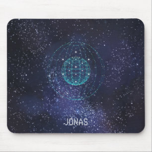 Monogrammierter Nachthimmel Abstrakter Globus Mousepad