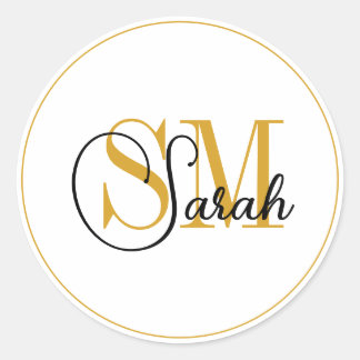 Monogrammierter Name & elegante Unterschrift Runder Aufkleber