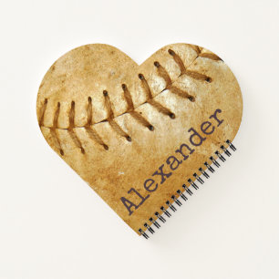 Monogrammierter Name Vintage-Sport Baseball Notizbuch