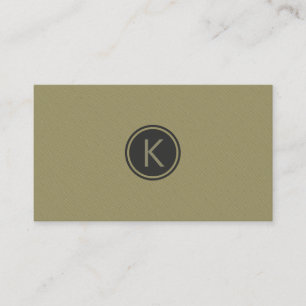 Monogrammierter Olive Green Moderne Linen Texture Visitenkarte