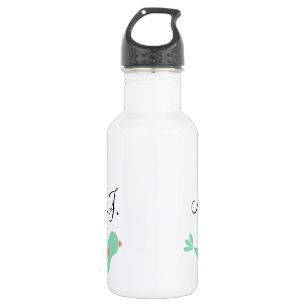 Monogrammierter pastellgrüner Vogel Edelstahlflasche