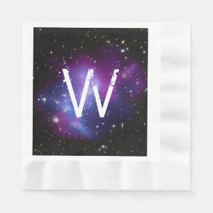 Monogrammierter violetter Galaxienhaufen Serviette
