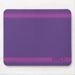 Monogrammierter violetter Lederlook Mousepad