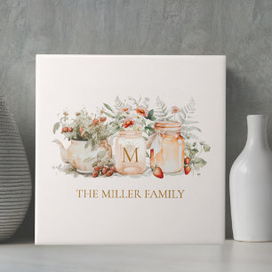 Monogrammierter Wald Floral Botanischer Familienna Fliese