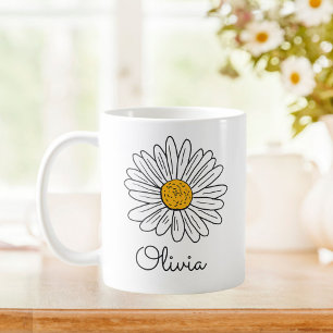 Monogrammierter Weißer Gänseblümchen-Blumen-Kinder Kaffeetasse