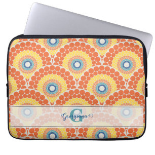 Monogrammiertes Art Deco Ägäis Sommer Strahlendes Laptopschutzhülle