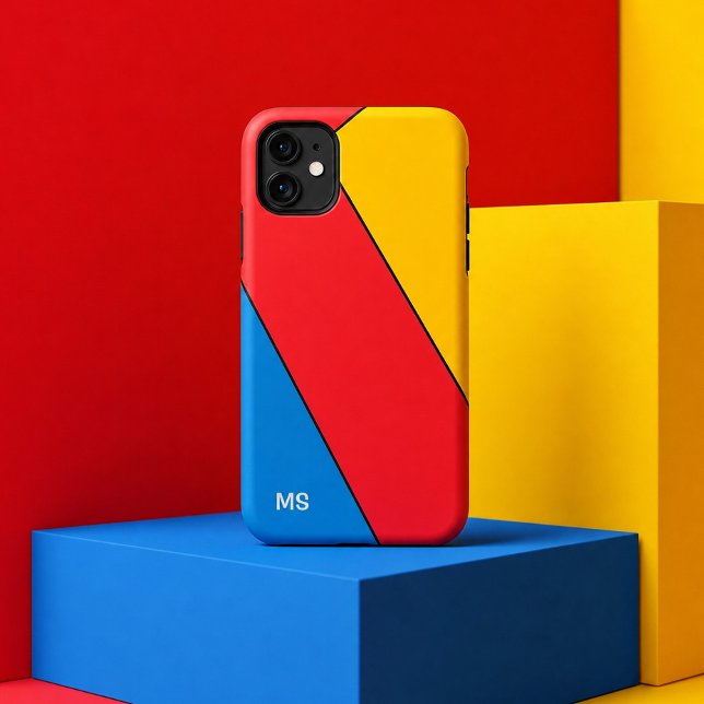 Monogrammiertes Bauhaus-Retro-Mid-Century-Farbenbl Case-Mate iPhone Hülle (Von Creator hochgeladen)