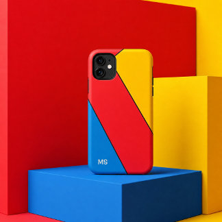 Monogrammiertes Bauhaus-Retro-Mid-Century-Farbenbl Case-Mate iPhone Hülle