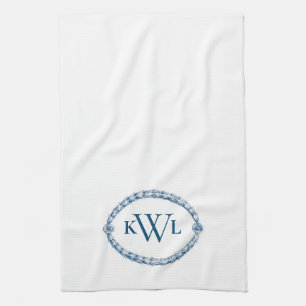 Monogrammiertes blaues Französisches Kitchen Gesc Geschirrtuch