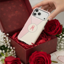 Monogrammiertes Chic Pastellrosa & Creme-Farbblock
