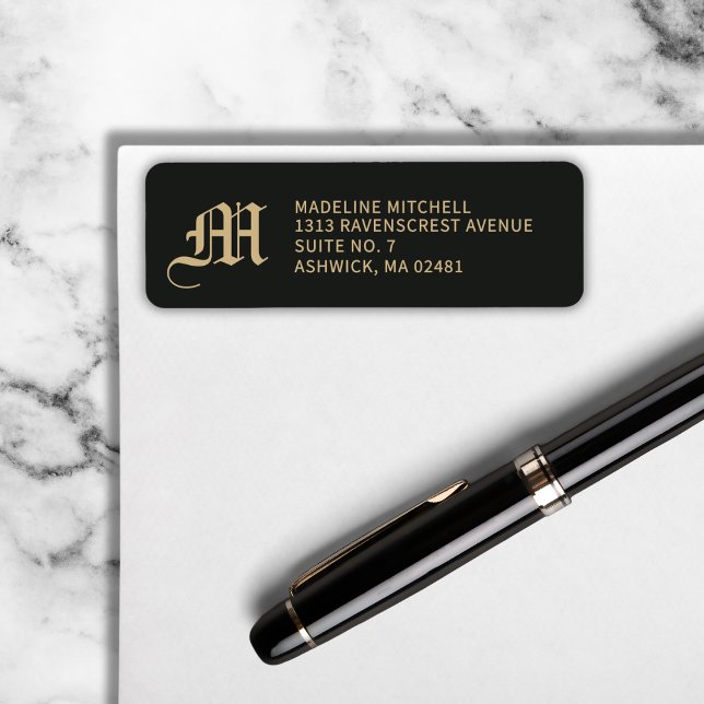 Monogrammiertes Elegantes Modernes Gothic Schwarz  (Old-world vibes with crisp modern style.)