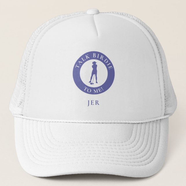 Monogrammiertes Golf Funny Golfer Birdie Spruch Be Truckerkappe (Vorderseite)